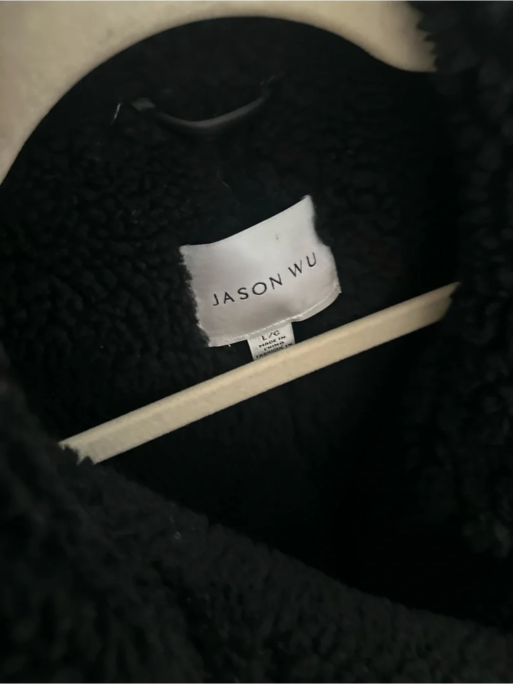 JASON WU 🖤 Cozy Black Vegan Leather & Shearling Moto Jacket Sz Large very Warm